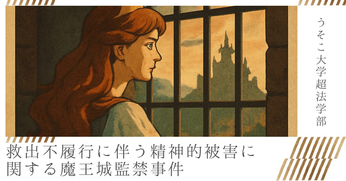 【超判例集008】救出不履行に伴う精神的被害に関する魔王城監禁事件