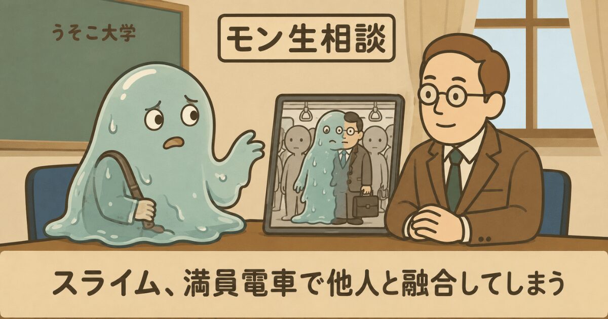 スライムがモン生相談室で相談している様子